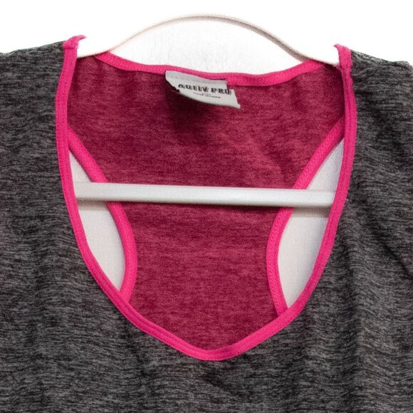Active Pro Womens Racerback Tank Top With Pink Trim & Side Panels - Heather Gray - Picture 2 of 8